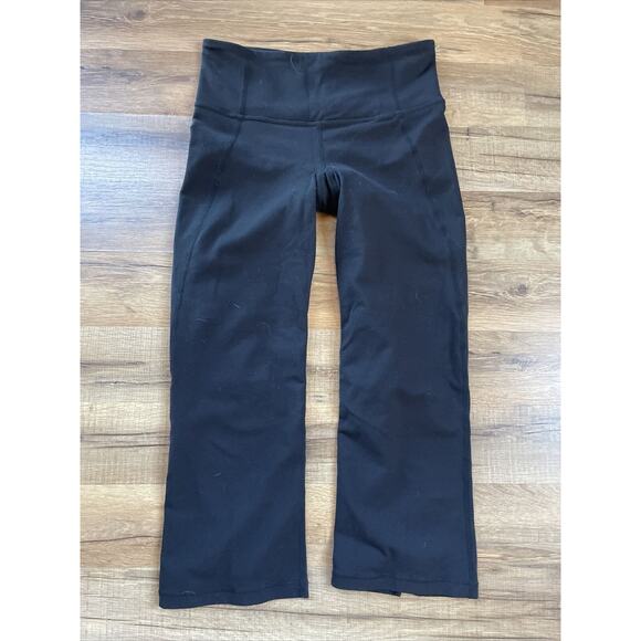 Lululemon Gather & Crow Crop Athletic Leggings Black Yoga Workout Active Size 4 - Picture 1 of 3